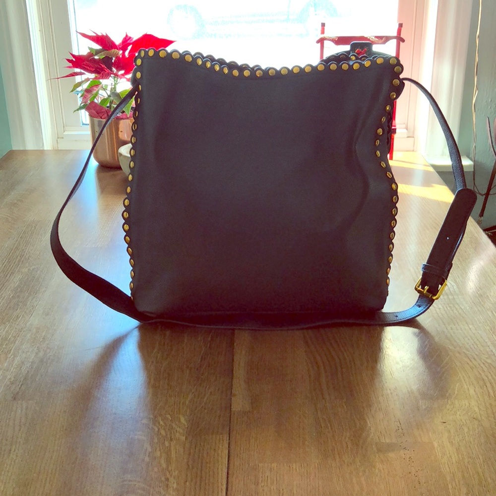 Black Scallop & Stud Shoulder/Crossbody Purse
